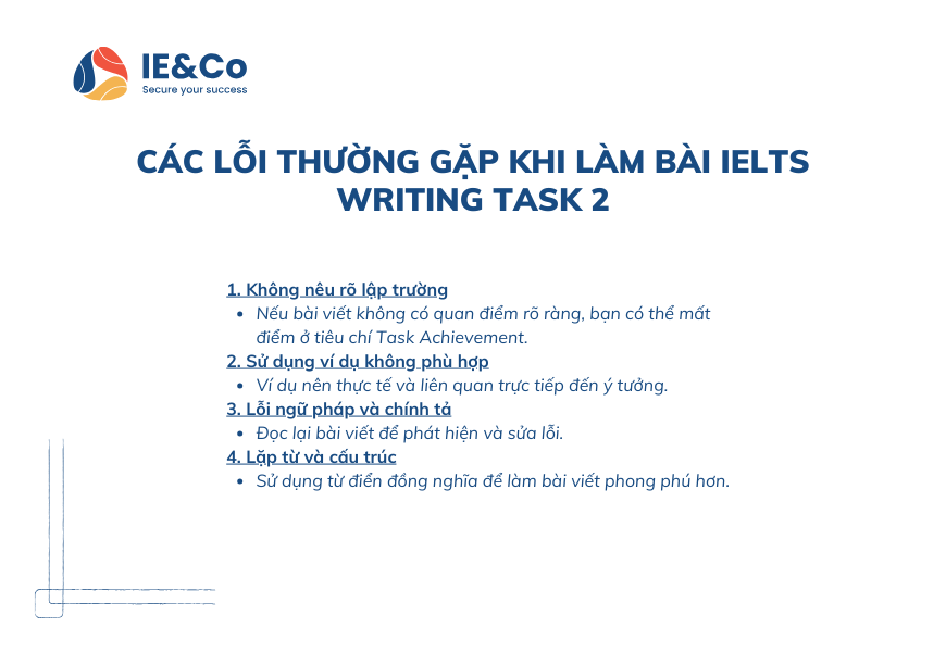 IV. Các lỗi thường gặp khi làm bài IELTS Writing Task 2